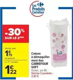 Carrefour Drive Carrefour - soft cotons à démaquiller maxi duo offre