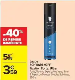 Carrefour Drive Schwarzkopf - laque fixation forte ultra offre