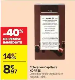 Carrefour Drive Korres - coloration capillaire offre