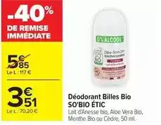 Carrefour Drive So'bio étic - déodorant billes bio offre