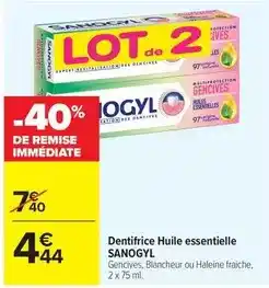 Carrefour Drive Sanogyl - dentifrice huile essentielle offre