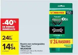 Carrefour Drive Wilkinson - rasoirs non rechargeables offre