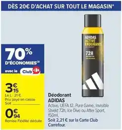 Carrefour Drive Adidas - déodorant offre