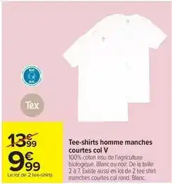Carrefour Drive Tex - tee-shirts homme manches courtes col v offre