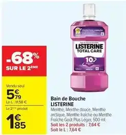Carrefour Drive Listerine - bain de bouche offre