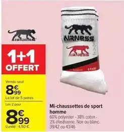Carrefour Drive Airness - mi-chaussettes de sport homme offre