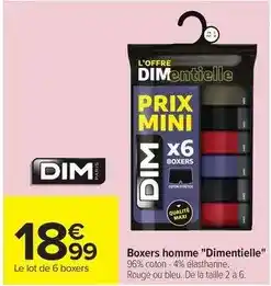 Carrefour Drive Dim - boxers homme dimentille offre