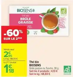 Carrefour Drive Biosens - thé bio offre
