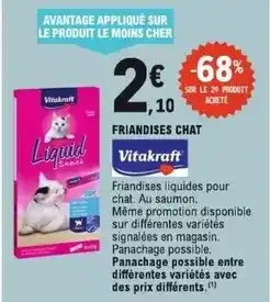 E.Leclerc Vitakraft - friandises liquides pour chat, au saumon, mème promotion disponible sur vidéférentes offre
