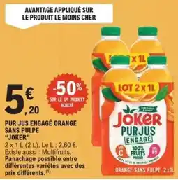 E.Leclerc Joker - pur jus engage orange sans pulpe offre
