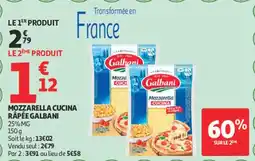 Auchan Supermarché Mozzarella cucina râpée galbani offre