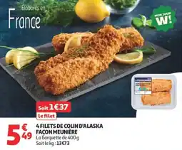 Auchan Supermarché 4 filets de colin d'alaska façon meunière offre