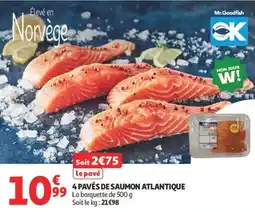 Auchan Supermarché 4 pavés de saumon atlantique offre