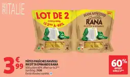 Auchan Supermarché Pâtes fraîches ravioli ricotta épinards rana offre