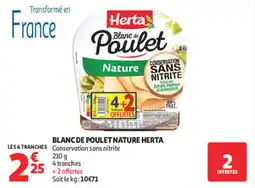 Auchan Supermarché Blanc de poulet nature herta offre