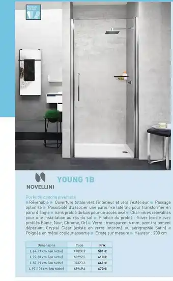 Porte De Douche Pivotante Young 1b Novellini