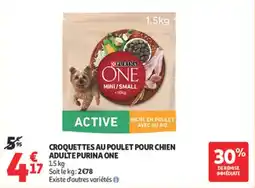 Auchan Supermarché Croquettes au poulet pour chien adulte purina one offre