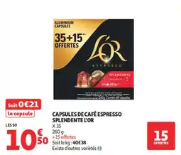 Auchan Supermarché Capsules de café espresso splendente l'or offre