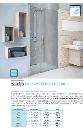 Porte Pivotante Avec élément Fixe En Prolongement Equi 2m (ei Pi2 + Ei Fxo)