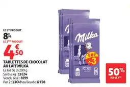 Auchan Supermarché Tablettes de chocolat au lait milka offre