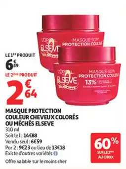 Auchan Supermarché Masque protection couleur cheveux colorés ou méchés elseve offre