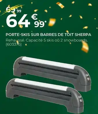Feu Vert Porte-skis sur barres de toit sherpa offre
