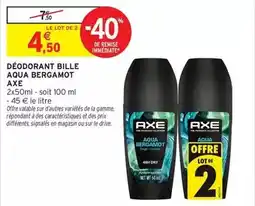 Intermarché Express Axe - déodorant bille aqua bergamot offre