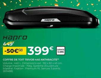 Feu Vert Hapro coffre de toit trivor 440 anthracite offre