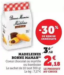 Hyper U Bonne maman - madeleines offre