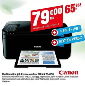 Plein ciel Multifonction Jet D'encre Couleur Pixma Tr4550 Canon offre