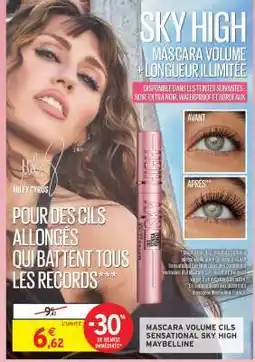 Intermarché MASCARA VOLUME CILS SENSATIONAL SKY HIGH MAYBELLINE offre