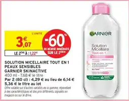 Intermarché Solution Micellaire Tout en 1 Peaux Sensibles Garnier SkinActive offre