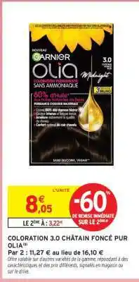 Intermarché COLORATION 3.0 CHÂTAIN FONCÉ PUR OLIA offre