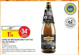 Intermarché CIDRE DE BRETAGNE BRUT IGP HVE VAL DE RANCE offre
