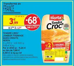 Intermarché Tendre Croc Jambon Fromage Sans Croûte Herta offre