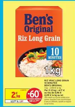 Intermarché RIZ VRAC LONG GRAIN 10 MINUTES offre