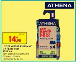 Intermarché LOT DE 4 BOXERS HOMME MY PETIT PRIX ATHENA offre