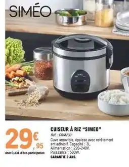 E.Leclerc Cuiseur à riz Simeo offre