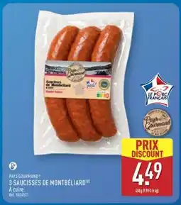ALDI 3 SAUCISSES DE MONTBÉLIARD offre
