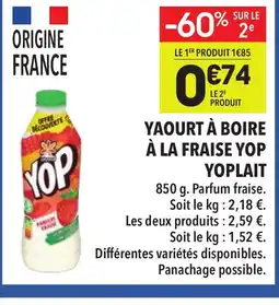 Supeco Yaourt à boire à la fraise yop yoplait offre