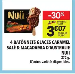 Supeco NUII 4 batônnets glacés caramel salé & macadamia d'australie offre