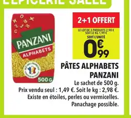 Supeco PANZANI Pâtes alphabets offre