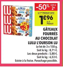 Supeco LU Gâteaux fourrés au chocolat lulu l'ourson offre