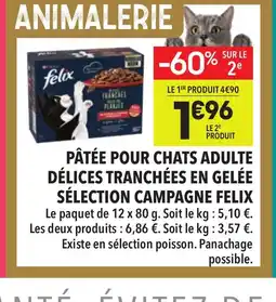 Supeco FELIX Pâtée pour chats adulte délices tranchées en gelée sélection campagne offre