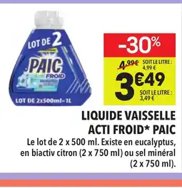 Supeco PAIC Liquide vaisselle acti froid offre