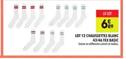 Supeco Lot 12 chaussettes blanc 43/46 tex basic offre