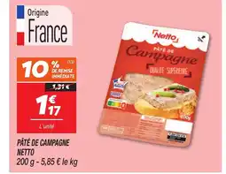 Netto NETTO Pâté de campagne offre