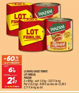 Netto PANZANI Le ravioli sauce tomate lot familial offre