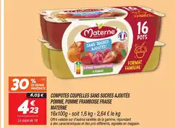 Netto MATERNE Compotes coupelles sans sucres ajoutés pomme, pomme framboise fraise offre