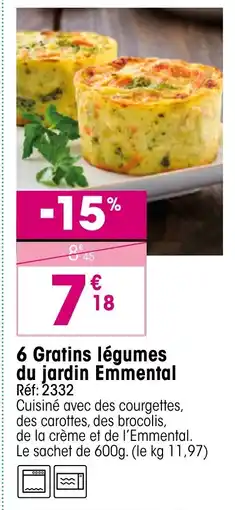 Croque Gel 6 Gratins légumes du jardin Emmental offre